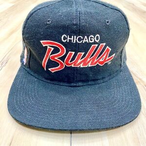 Vintage Chicago Bulls Single Script Sports Specialties Snapback Hat Black Nba